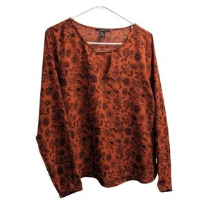 💥 Forever 21 Floral Print Burnt Orange Top L